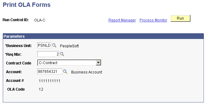 Print OLA Forms page