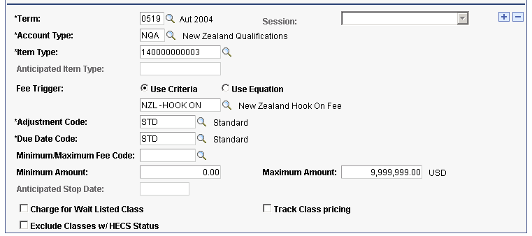 Term Fees page (3 of 3)