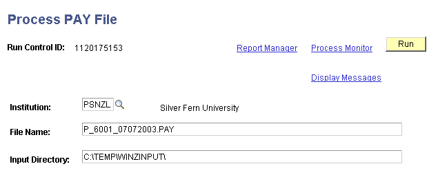 Process PAY File page