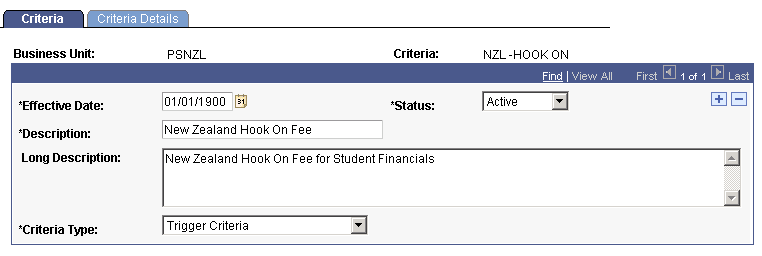 Criteria page