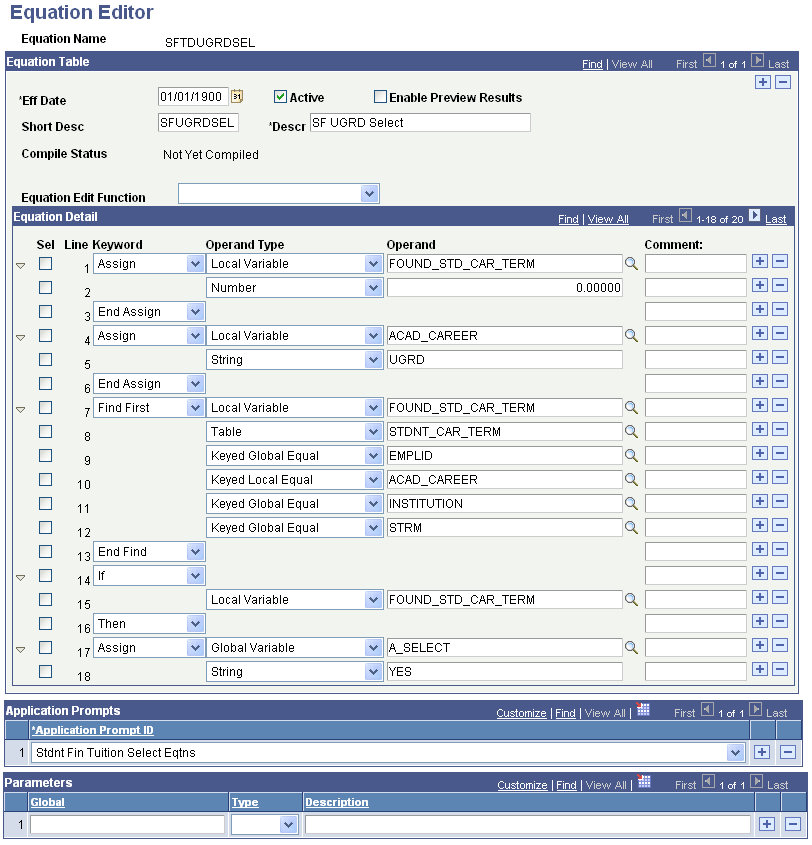 Equation Editor page (SFTDUGRDSEL)