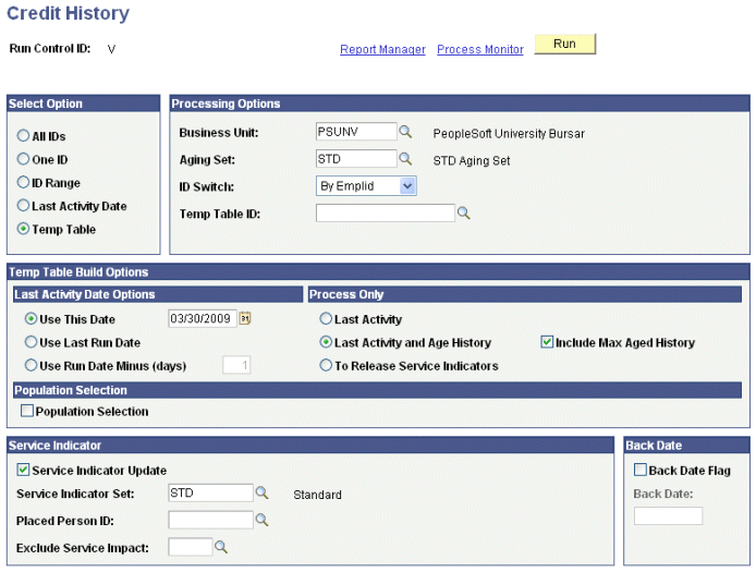 Credit History page