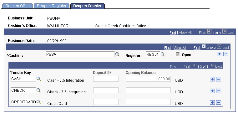 Reopen Cashier page