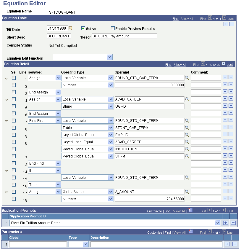 Equation Editor page (SFTDUGRDAMT)