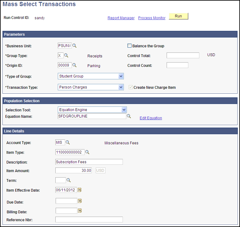 Mass Select Transactions page