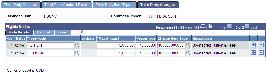 Third Party Charges page