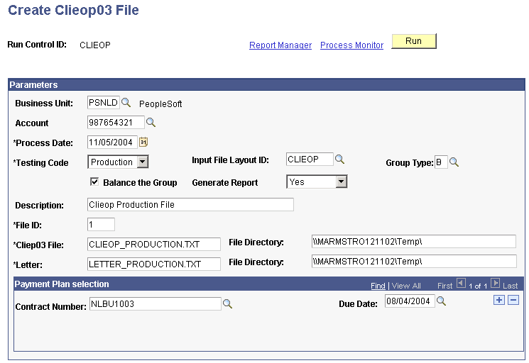 Create Clieop03 File page