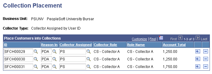 Collection Placement page