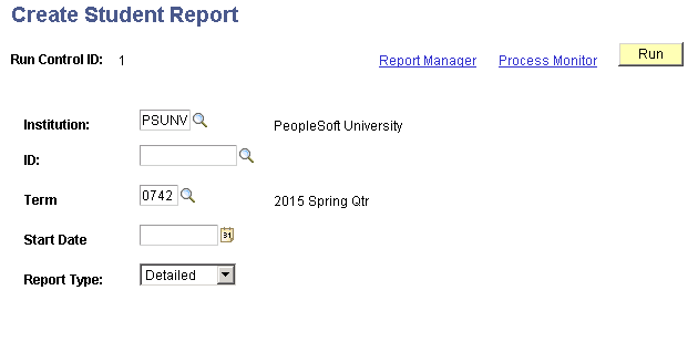 Create Student Report page