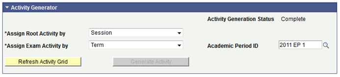 Example of activity setting for Session