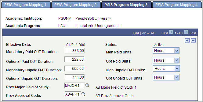 PSIS (Postsecondary Student Information System) Program Mapping 3 page