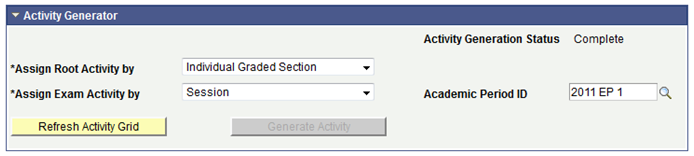 Example of activity setting for Individual Graded Section