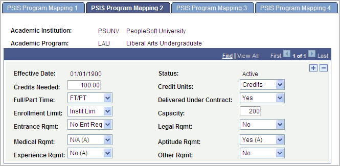 PSIS (Postsecondary Student Information System) Program Mapping 2 page