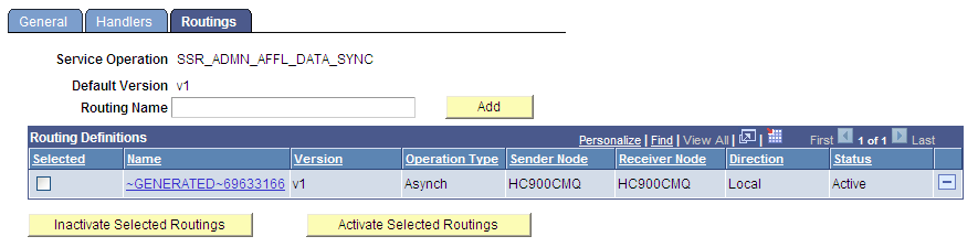 Routings (SSR_ADMN_AFFL_DATA_SYNC) page