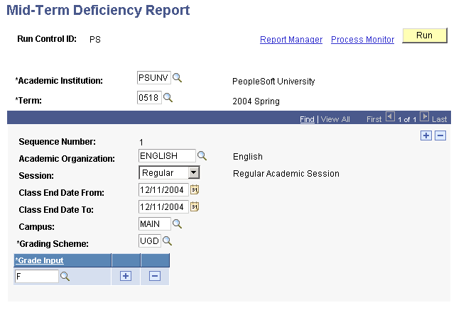 Mid-Term Deficiency Report page