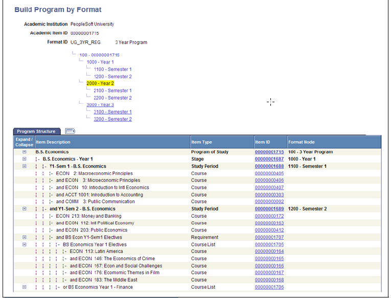 Build Program by Format page (Program Structure tab)