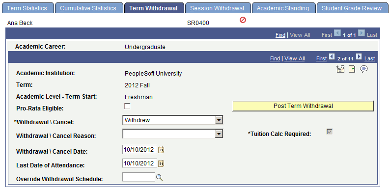 Term Withdrawal page