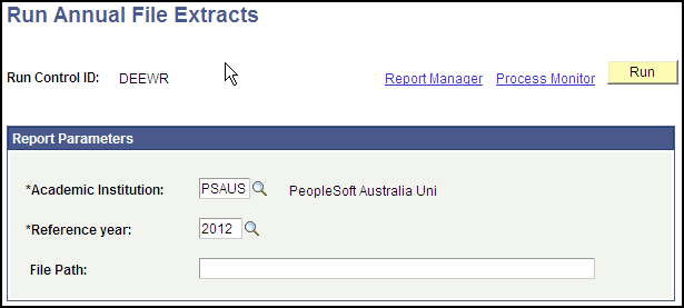 Run Annual File Extracts page
