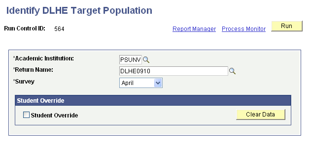 Identify DLHE (Destinations of Leavers from Higher Education) Target Population page