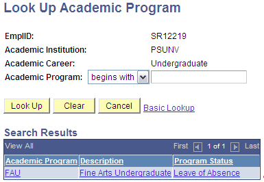 Look Up Academic program