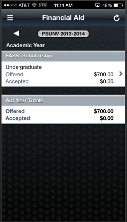 Financial Aid page