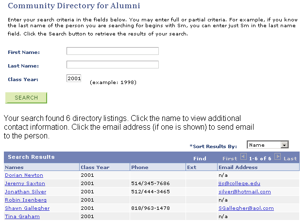 Community Directory for Alumni pageCommunity Directories (students, employees, alumni)alumni