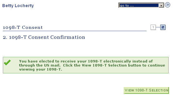 1098-T Consent Confirmation page