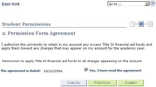 Permission Form Agreement page