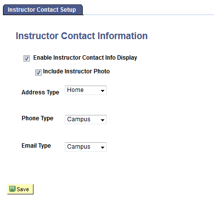 Instructor Contact Setup page