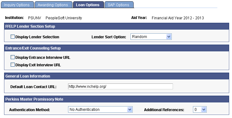 Loan Options for Loan Counseling page