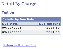 View charges due details by due date example