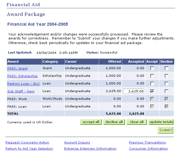 Award Package example