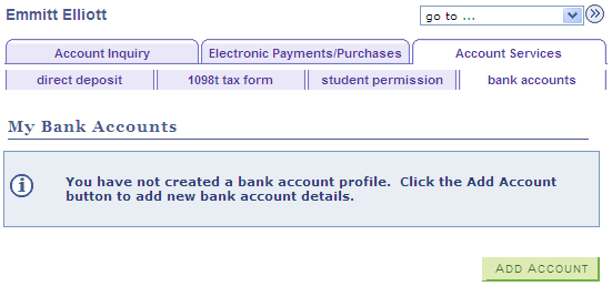 My Bank Accounts example page