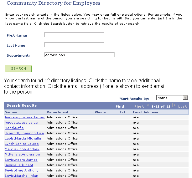 Community Directory for Employees pageCommunity Directories (students, employees, alumni)employees