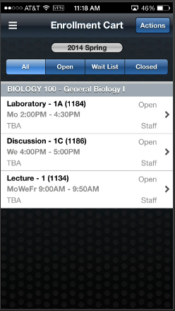 Enrollment Cart page