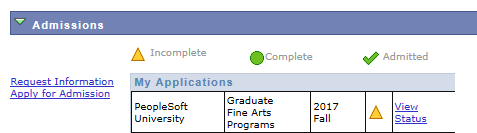 Example 1 of impact of settings on Applicant Status Options page