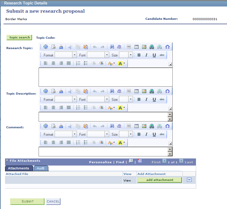 Research Topic Details - Submit a new research proposal page