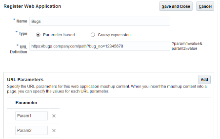 パラメータ・ベースのマッシュアップの例。