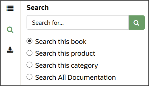 現在開いているガイド内を検索するオプションが選択された状態の「Search」タブ