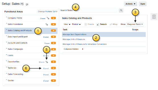 「設定: 営業」ページ