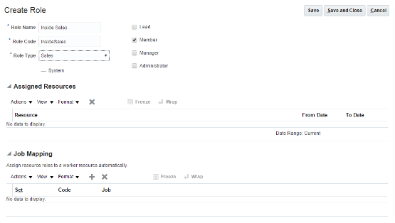 手順で説明される入力が表示された「ロールの作成」ページのスクリーン・キャプチャ