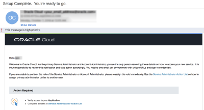 「設定が完了しました」Eメールのイメージ