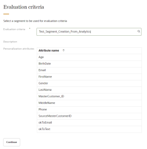 選択したセグメントのパーソナライズ属性を示すイメージ