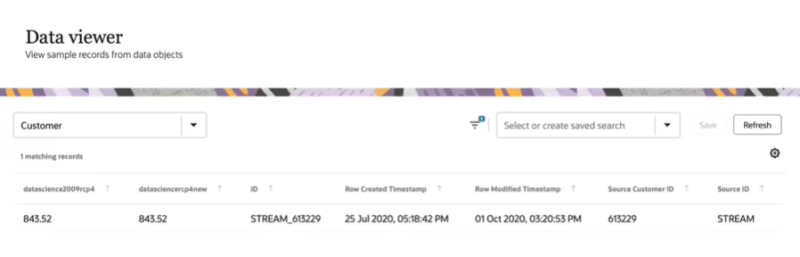 データ・ビューアのCLTVスコアリング・ジョブの出力のイメージ