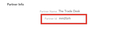 The Trade DeskパートナIDの場所を示すスクリーンショット。
