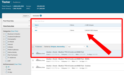 「Include」セクションが表示されたThe Trade Desk UIのイメージ