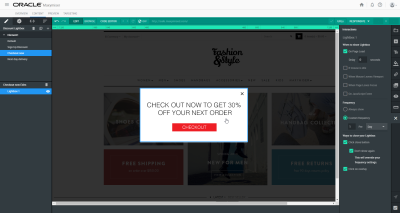 次回のオーダーが30%オフになるオファーを示すライトボックスのイメージ