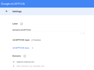Google Admin Console reCAPTCHAの設定のイメージ
