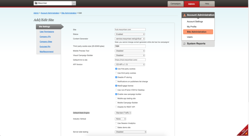 「Add Site」ページのイメージ