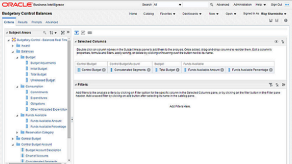 この図は、サブジェクト領域レポート・ビルダーの 基準の例です。
